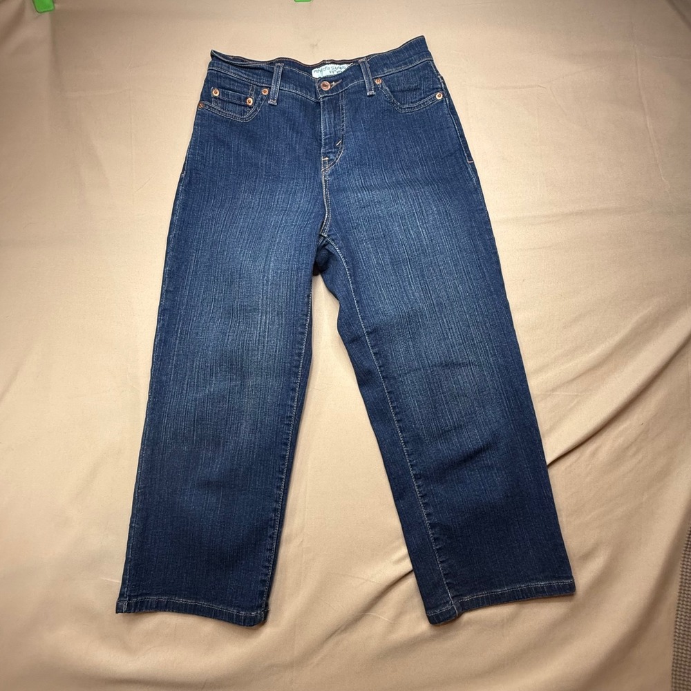 Levis 512 Perfectly Slimming Dark Wash Straight Leg Crop Jeans Womens 6